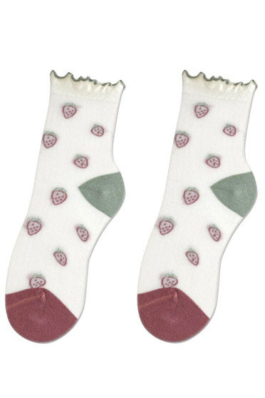 Strawberry Nylon Ruffle Socks - #KL16214