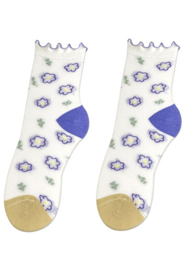 Flower Nylon Ankle Socks - #KL16216