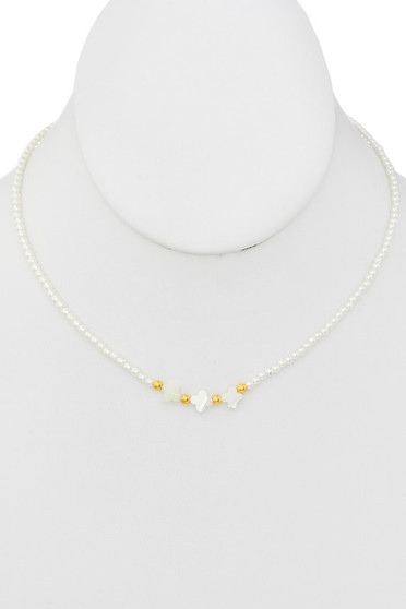 Mop Clover Charms Pearl Necklace