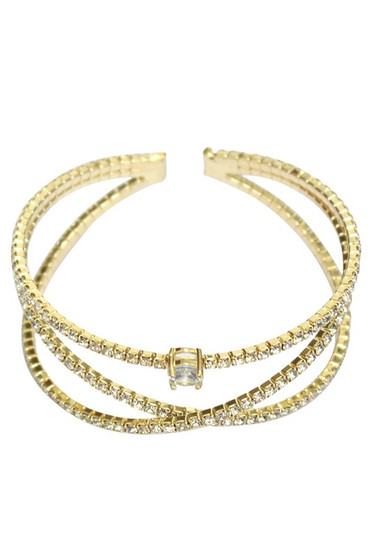 Rhinestone Crossover Cuff Bracelet