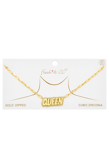 Queen Pendant Gold Dipped Necklace