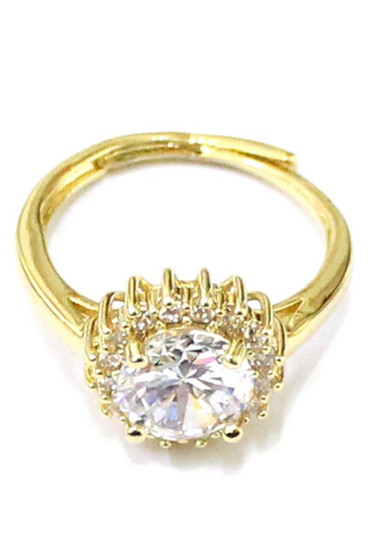 Diamond Flower Brass Ring
