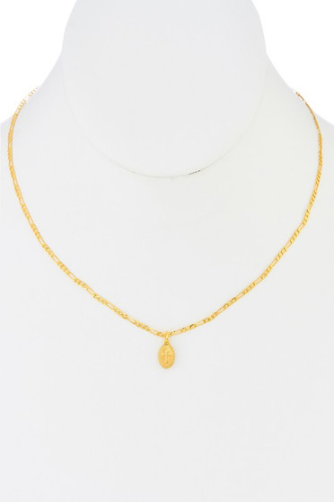 Gold Oval Cross Pendant Necklace