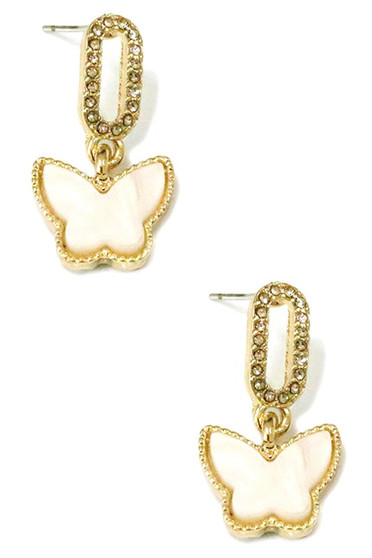 Mother Of Pearl Butterfly Drop Earrings