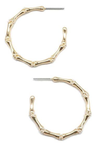 Bamboo Open Hoop Earrings - #IE22136
