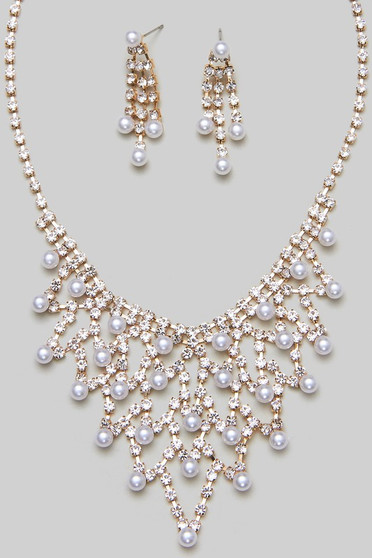 Bridal Cz Necklace Earrings Set