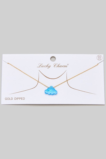 Epoxy Cloud Pendant Gold Necklace