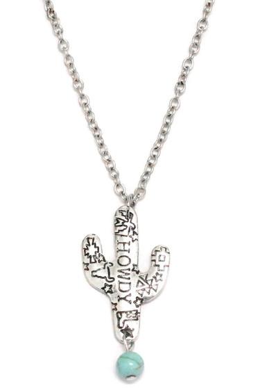 Cactus Pendant Long Necklace