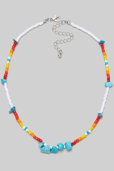Beaded Turquoise Stone Necklace