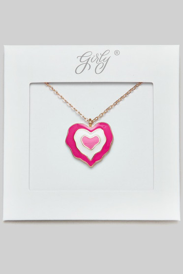 Enamel Heart Pendant Necklace - #KN20411