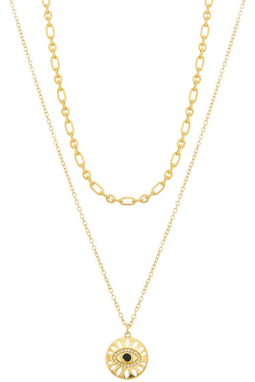 Evil Eye Disc Pendant Necklace