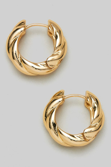 14 Karat Gold Plated Twist Hoop Earrings