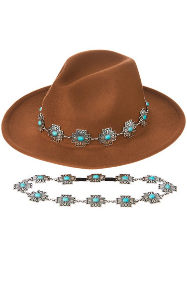 Western Conch Cross Faux Leather Hat Band