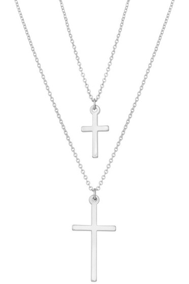 Gold Dipped Double Cross Necklace - #75228N