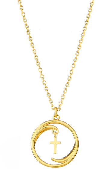 Round Cross Pendant Necklace