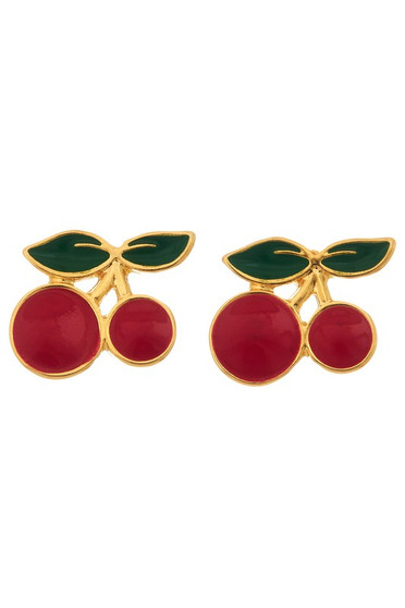Epoxy Cherry Stud Earrings - #GE7144-0
