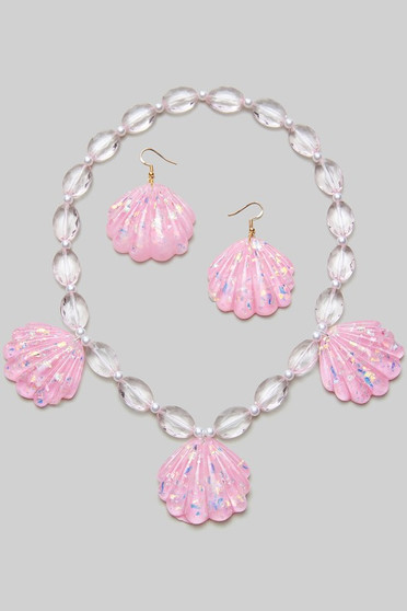 Resin Seashell Necklace Earring Set