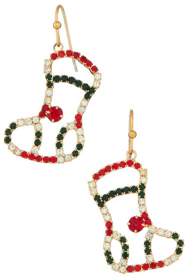 Rhinestone Stocking Drop Earrings