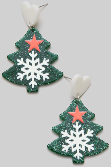 Epoxy Christmas Tree Earrings - #KE17810