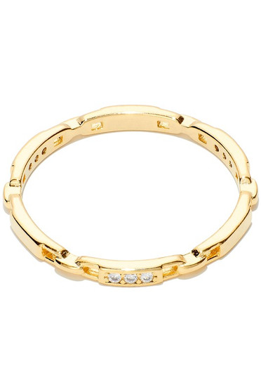 Brass Link Ring With Cz Pave