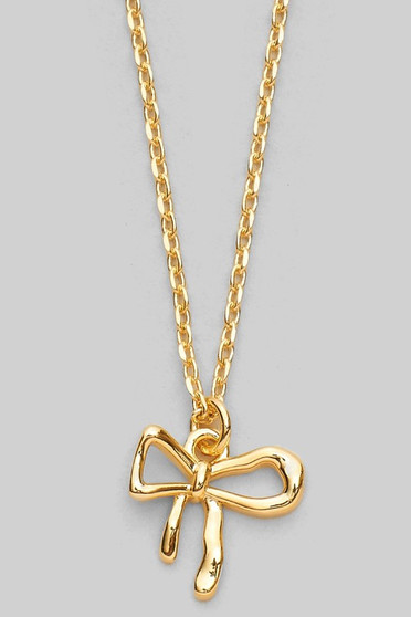 Brass Mini Bow Pendant Necklace
