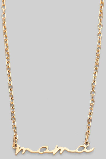 Stainless Steel Mama Pendant Necklace