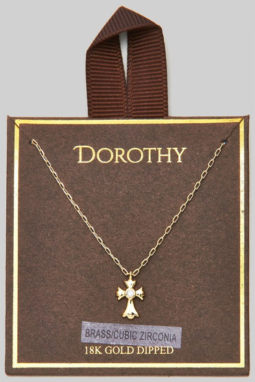 18K Gold Dipped Cross Pendant Necklace - #GNH0081