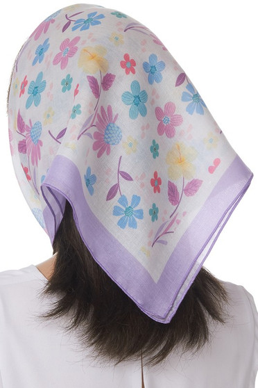 Sheer Floral Print Head Or Neck Scarf - #KH22656