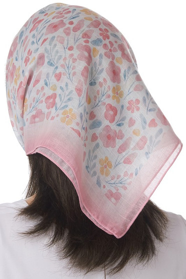 Sheer Floral Print Head Or Neck Scarf - #KH22658