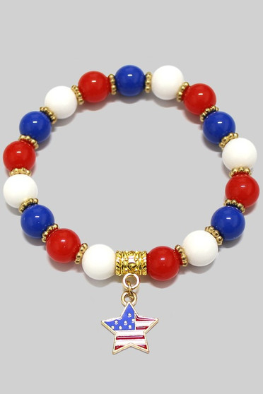 Usa Stretch Ball Bracelet With Star Charm