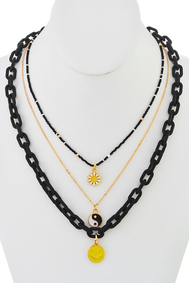 Layered Chain Multi Charm Necklace