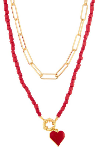 Layered Heart Pendant Chain Necklace