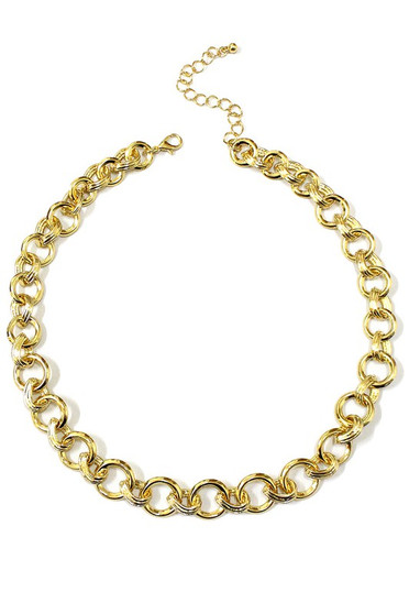 Textured, Circular Chain Link Necklace