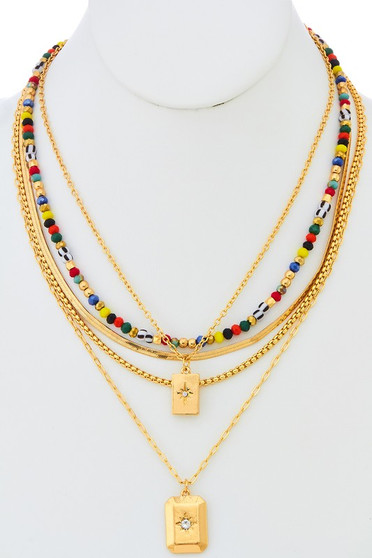 Layered Star Pendant Necklace With Beads