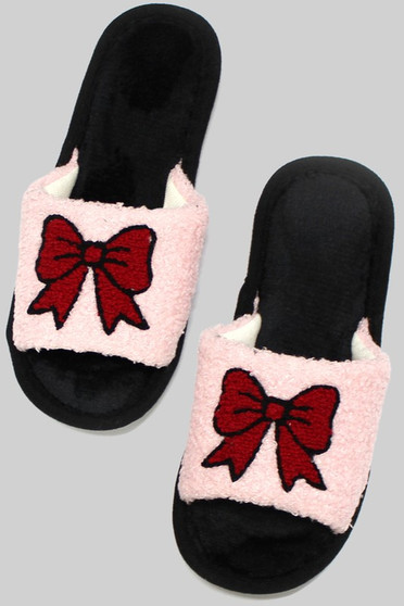 Fuzzy Bow Slippers