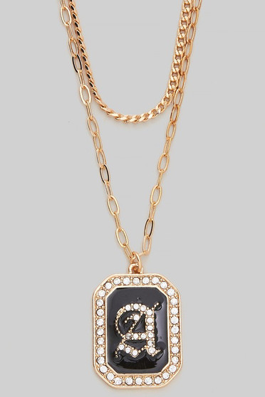 Diamond Initial Pendant Layered Necklace