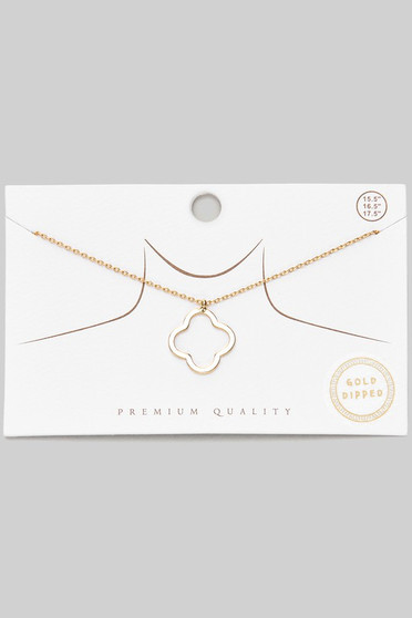 Gold Dipped Clover Pendant Necklace - #BN130-G2