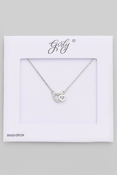 Cz Heart Link Pendant Necklace