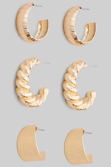 Three Pair Hoop Earring Set - #JEE129