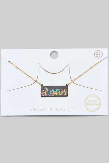 Gold Dipped Howdy Pendant Necklace
