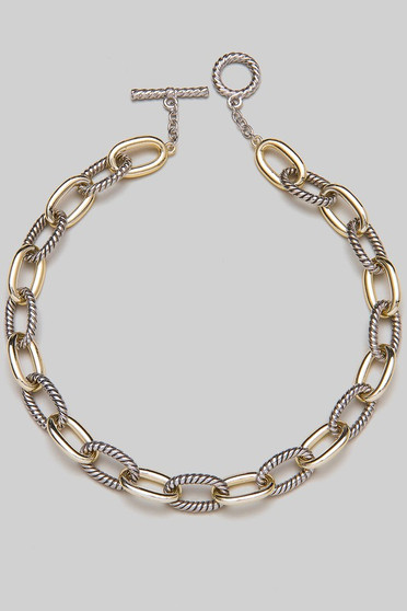 Two Tone Oval Link Necklace