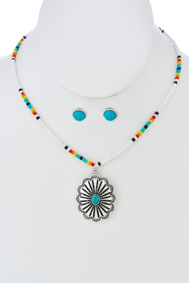 Western Seed Beed Necklace Set - #SS-2161-G23
