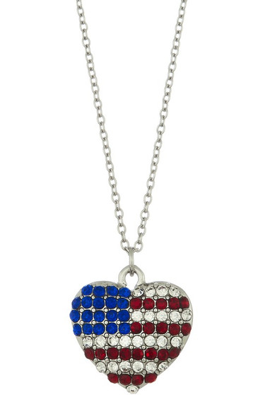 Usa Cz Heart Pendant Necklace