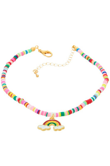 Rainbow Charm Disc Bead Anklet