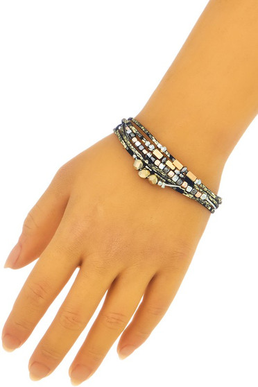 Multi-Strand Leather Bracelet With Magnetic.