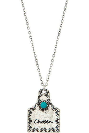 Chosen Cow Tag Pendant Necklace