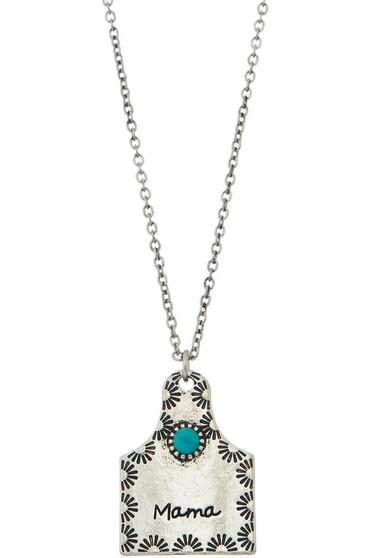Mama Cow Tag Pendant Necklace.