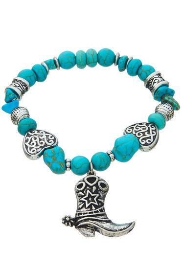 Western Boot Charm Elastic Bracelet