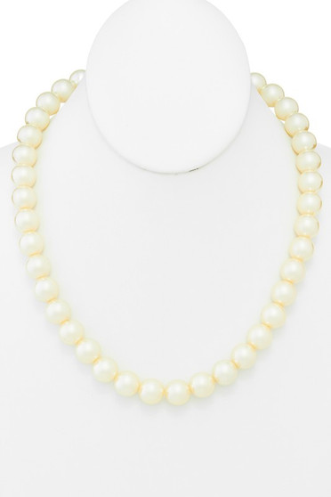 Gold Dipped Faux Pearl Necklace - #PN2733-G42