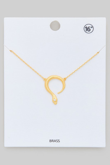 Brass Snake Pendant With Stone Accent. 